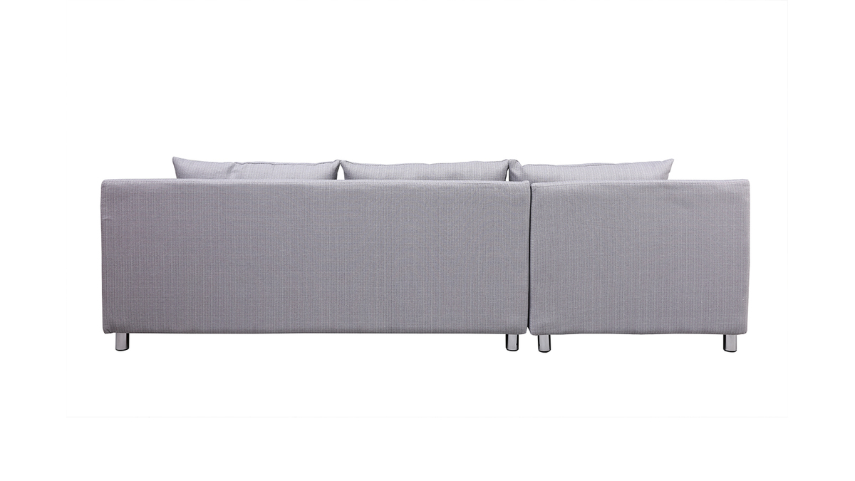 Canap d'angle rversible design en tissu gris clair et acier chrom  BRASILIA