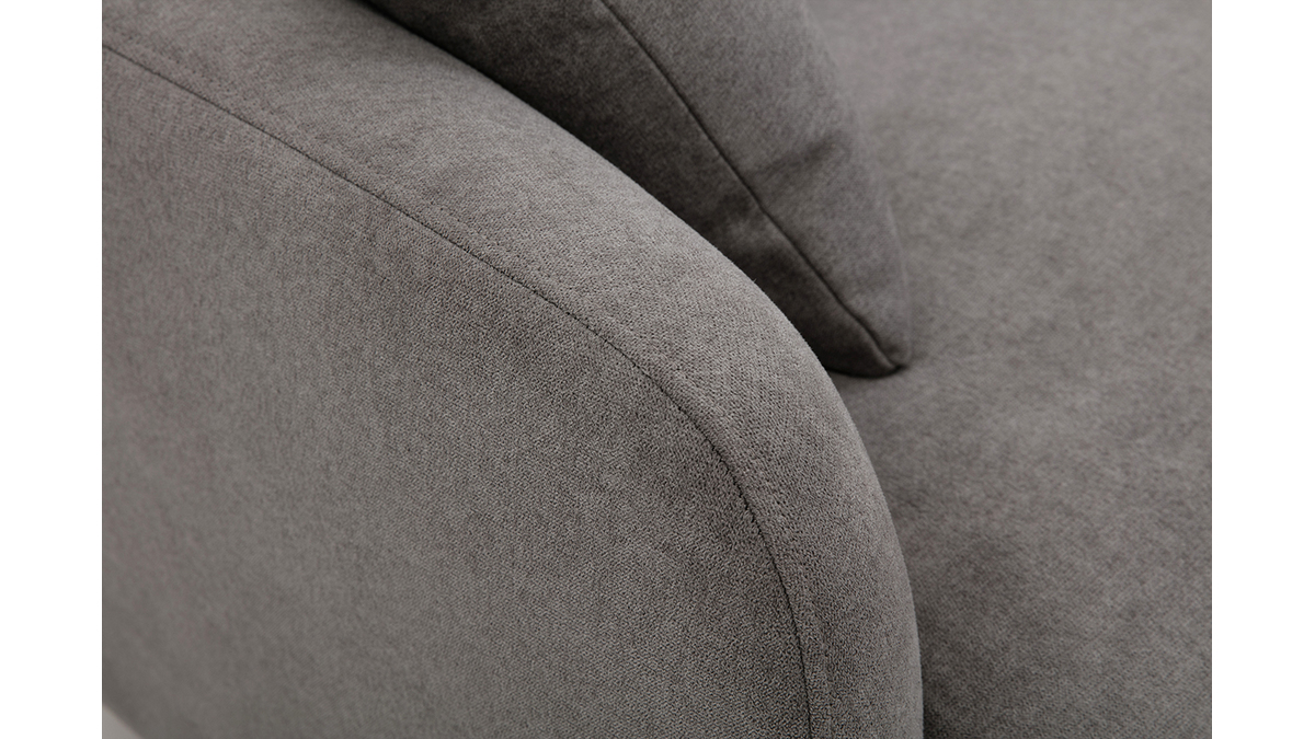 Canap design 3 places en tissu effet velours gris et mtal noir JERRY
