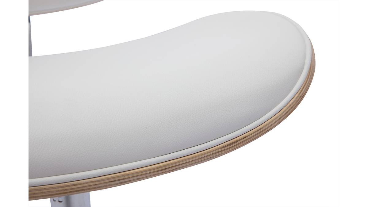 Chaise de bureau  roulettes design blanc, bois clair chne et mtal MALMO