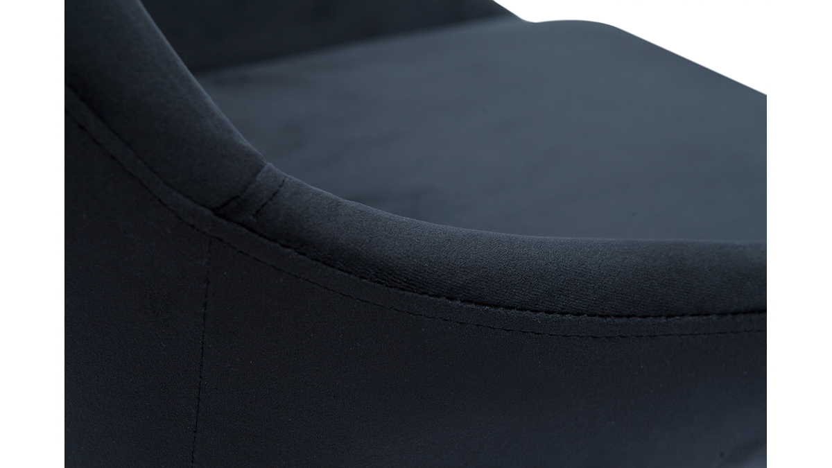 Chaise de bureau design rglable en tissu velours noir et acier chrom 360 HOLO