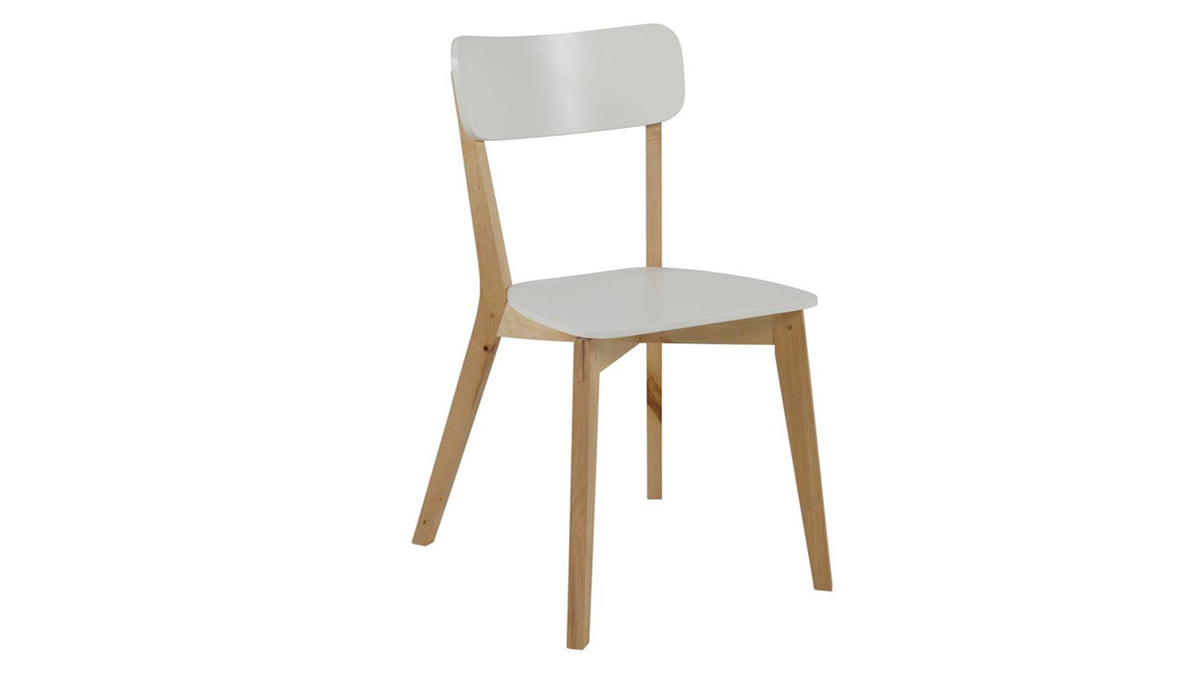 Chaise design bois et laqu blanc mat (lot de 2) LAENA