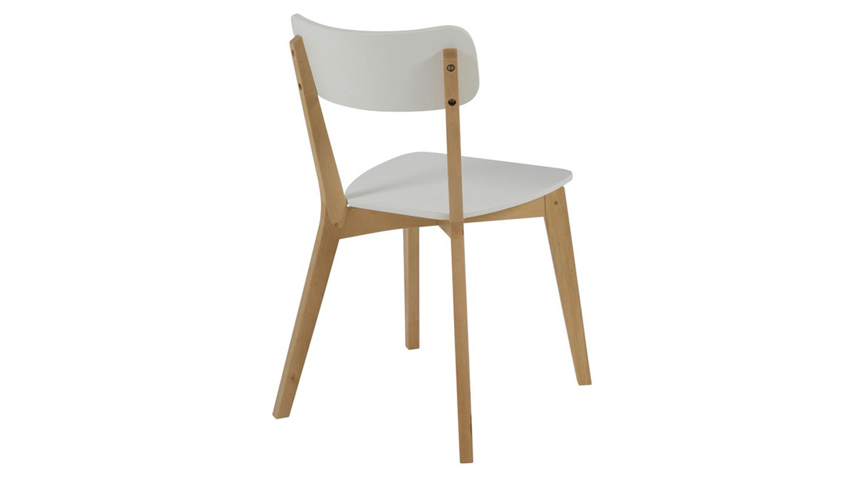 Chaise design bois et laqu blanc mat (lot de 2) LAENA