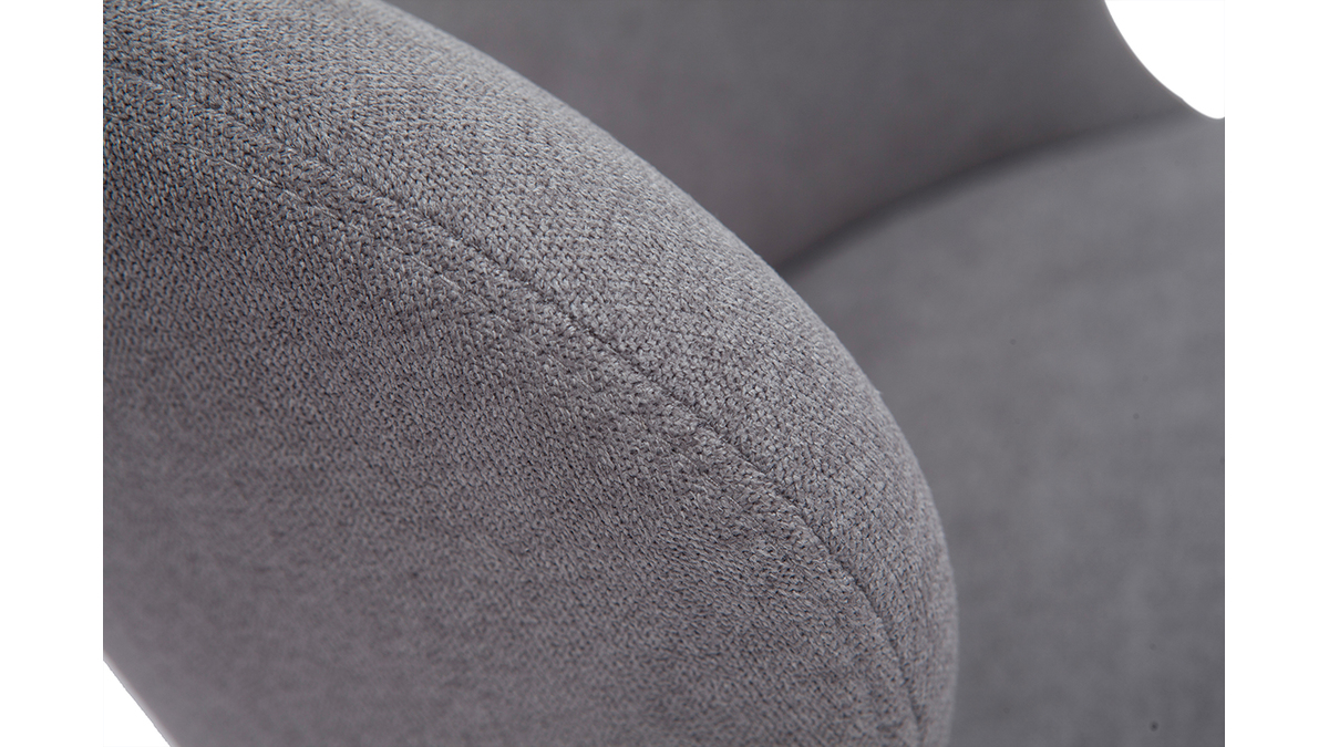 Chaise design en tissu effet velours gris et mtal noir YDA