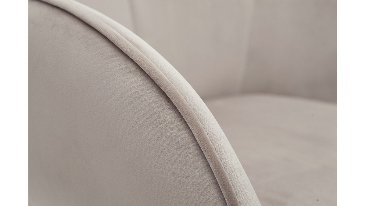 Chaise design en tissu velours taupe et mtal noir FRIDA