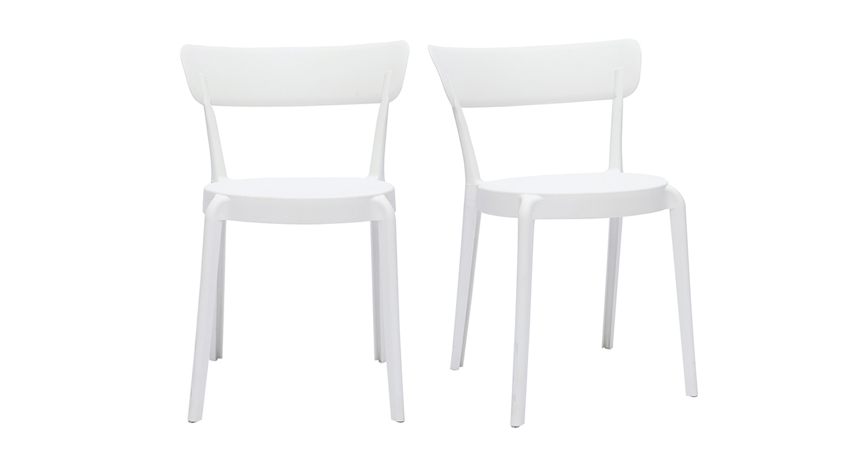 Chaises design blanches empilables intrieur - extrieur (lot de 2) RIOS