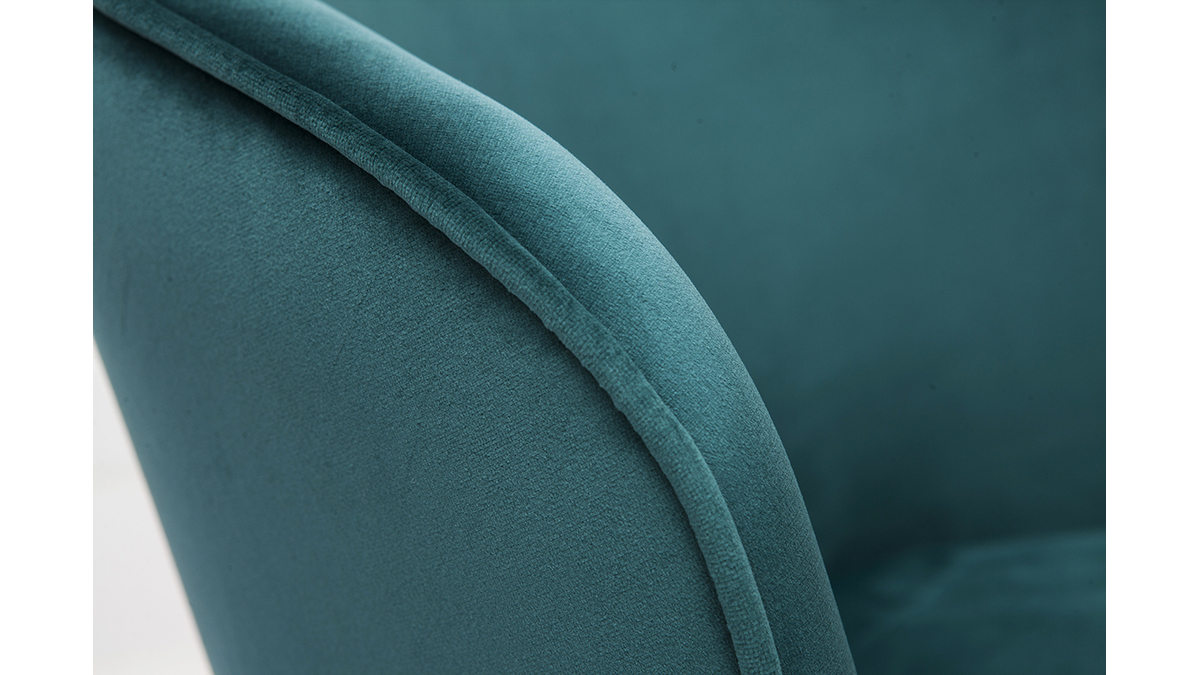 Chaises design en tissu velours bleu ptrole et mtal noir (lot de 2) SERIF
