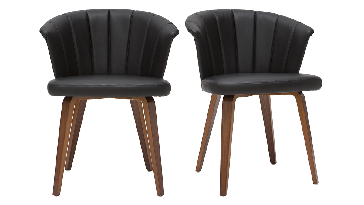 Chaises design noir et bois fonc noyer (lot de 2 ) ALBIN