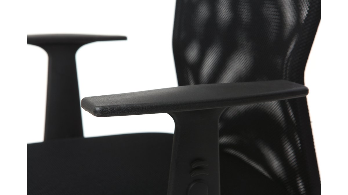 Fauteuil de bureau  roulettes design en mesh noir et acier chrom PLUZ