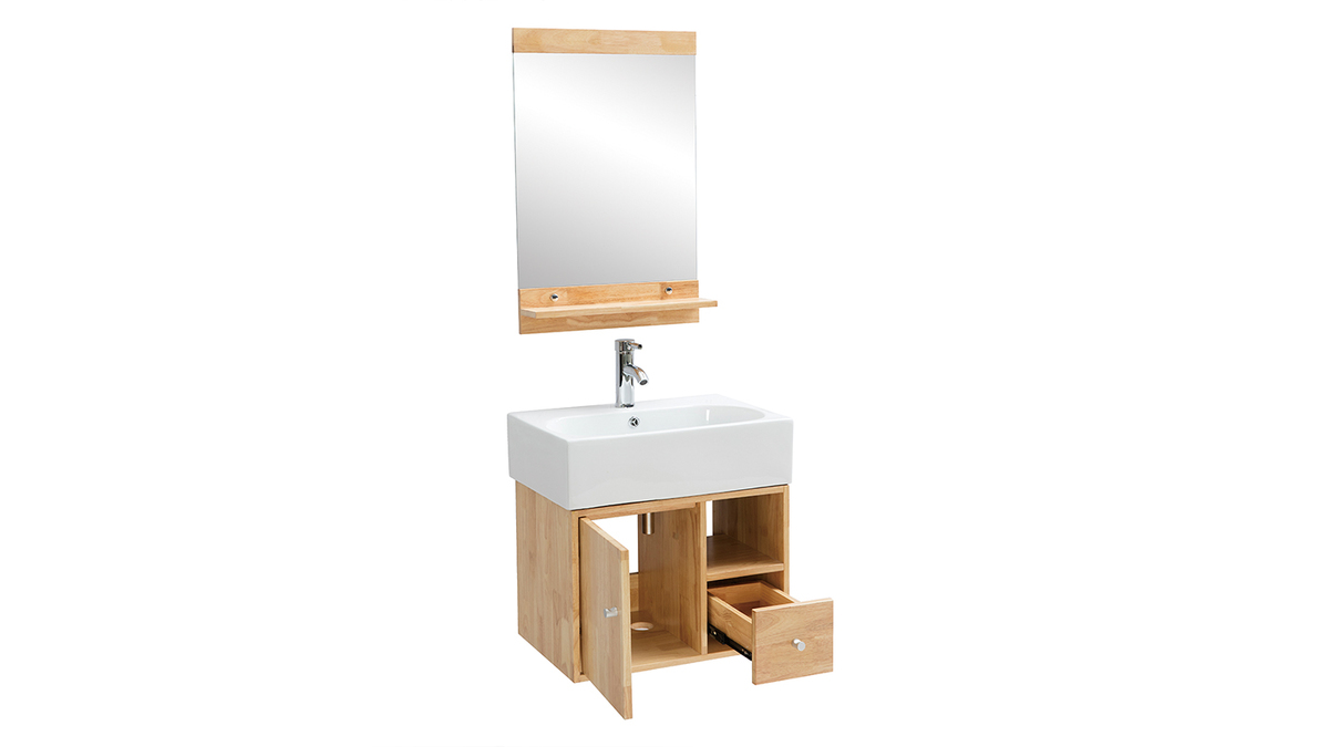 Meuble de salle de bain : vasque, meuble sous-vasque et miroir EVAN