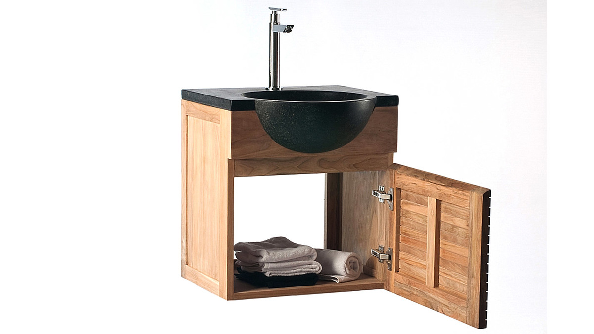 Meuble de salle de bains avec vasque et meuble de rangement ISAK