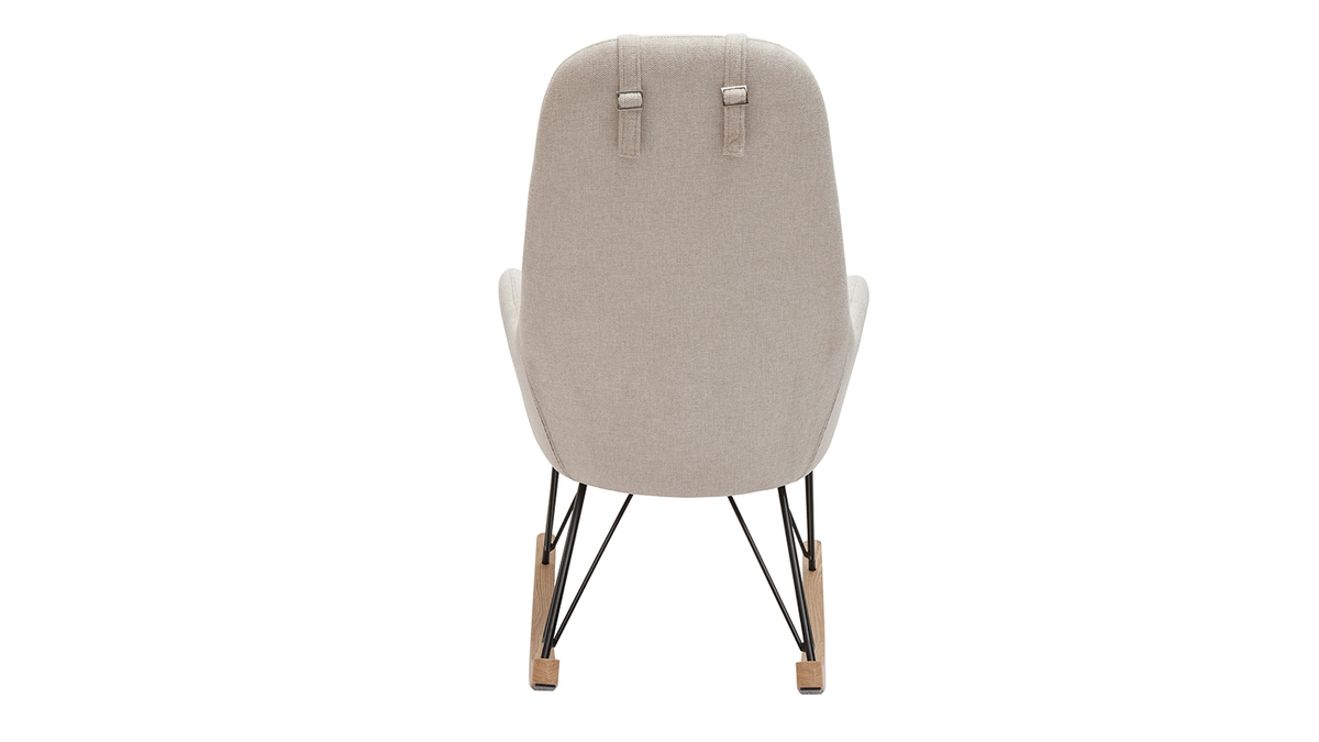 Rocking chair scandinave en tissu beige, mtal noir et bois clair MANIA
