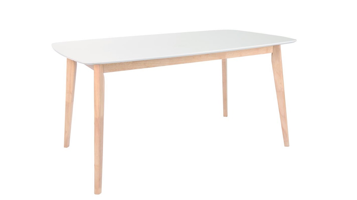 Table  manger design blanc et bois clair L120 cm LEENA