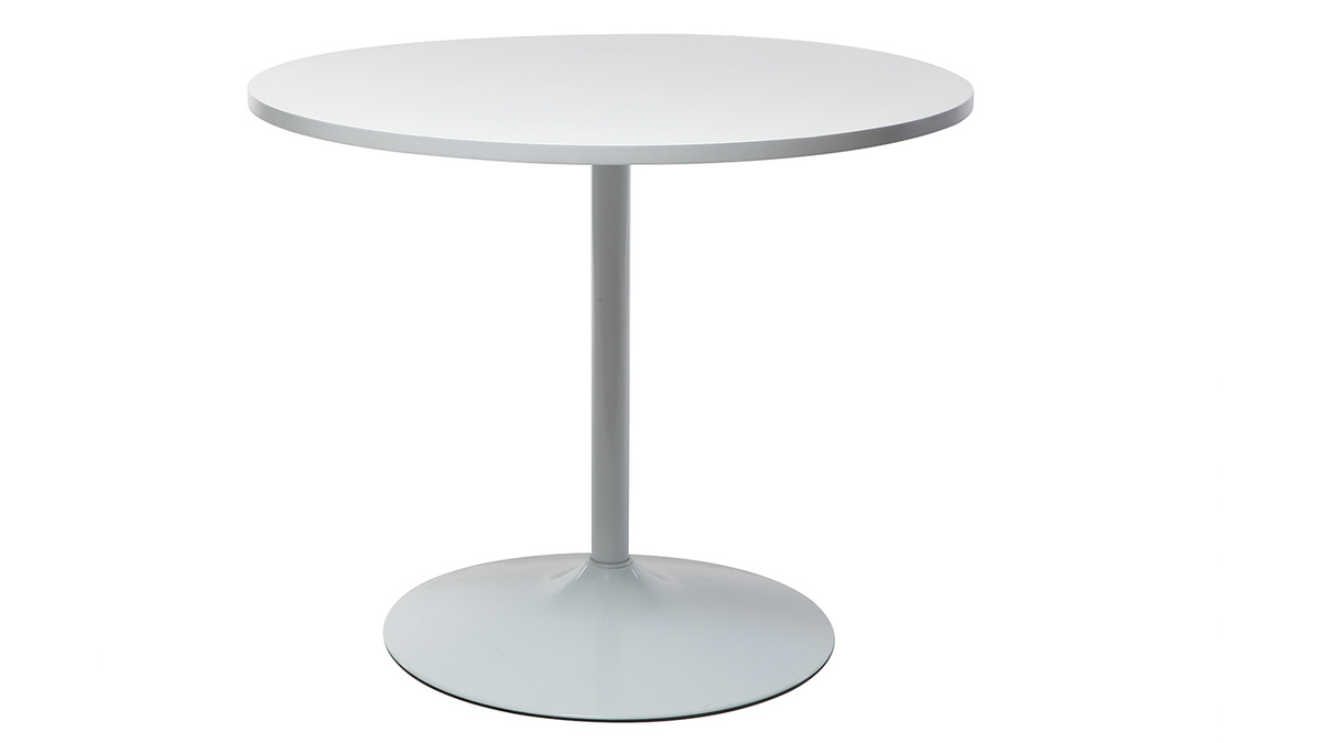 Table  manger design blanc ronde D90 cm CALISTA