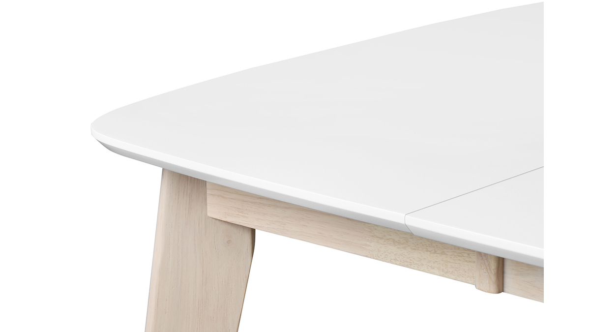 Table  manger extensible scandinave carre blanche et bois L90-130 cm LEENA