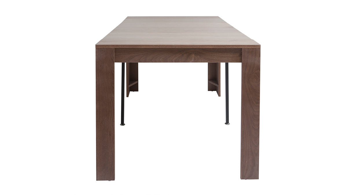 Table console extensible design finitioin bois noyer L90 cm CALEB