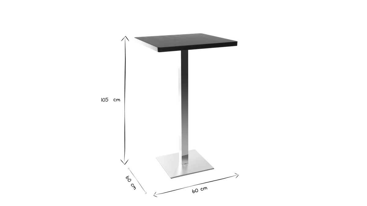 Table de bar design carre noire L60 cm JORY