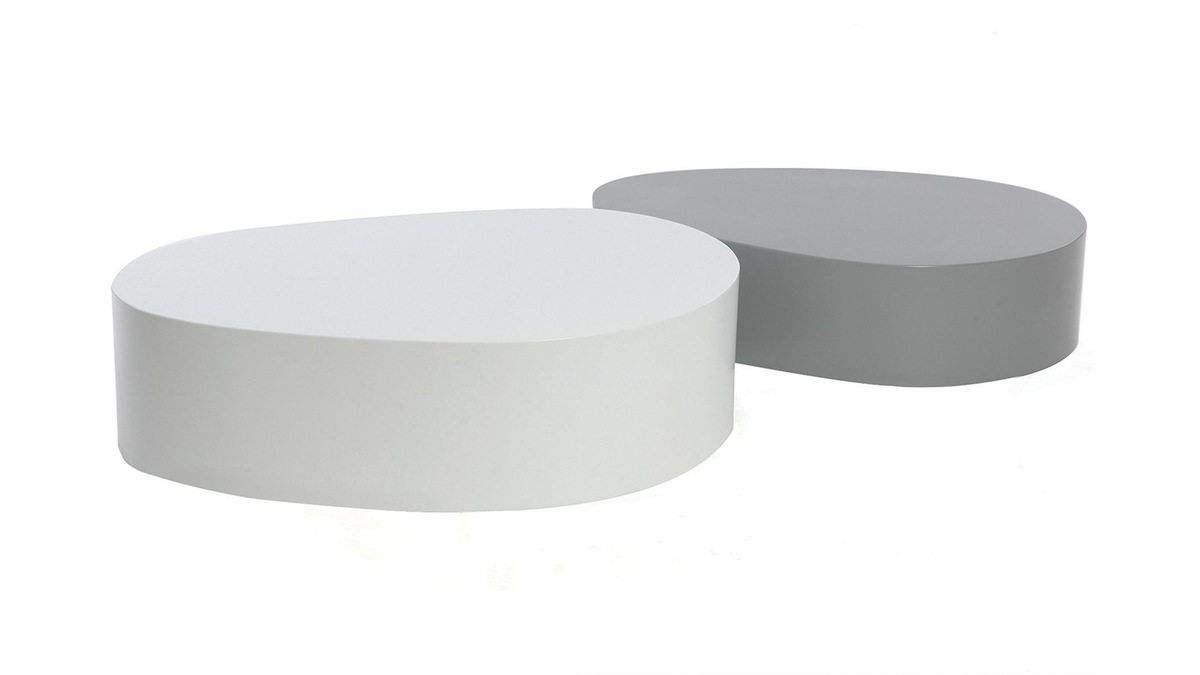 tables basses blanche et gris mat (lot de 2) CAMILLE