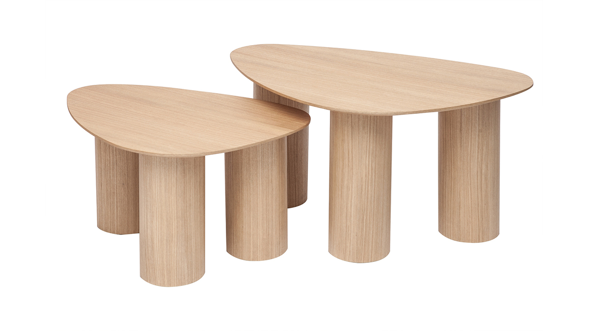 Tables basses gigognes design en bois clair (lot de 2) FOLEEN