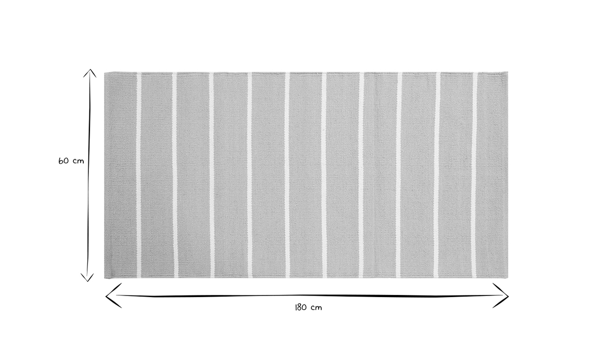 Tapis rectangulaire ray beige et blanc 60 x 180 cm LANZA
