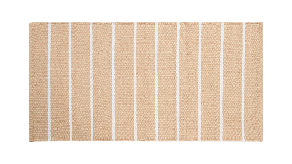 Tapis rectangulaire ray beige et blanc 60 x 180 cm LANZA