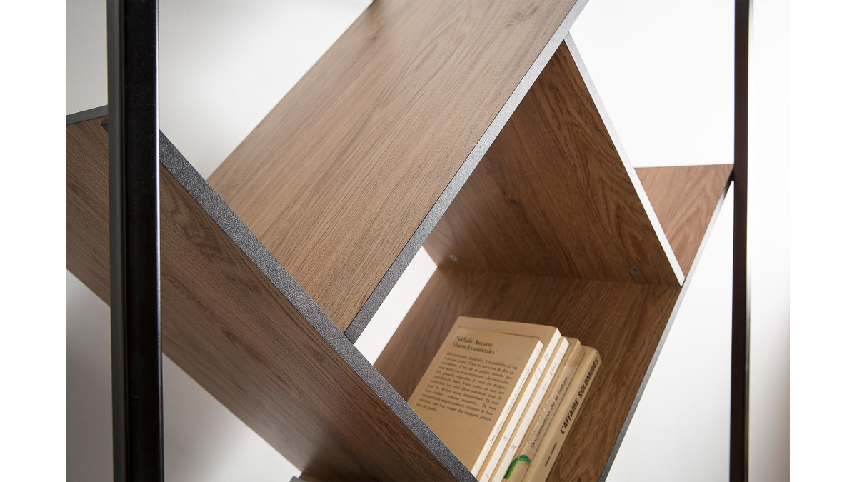 Bibliothque design bois et mtal noir TAULA
