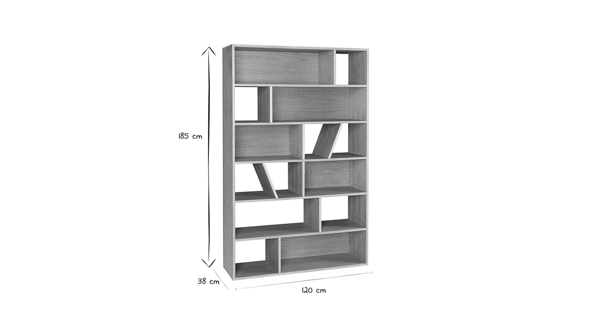 Bibliothque design en bois clair L120 cm AZTEQUE