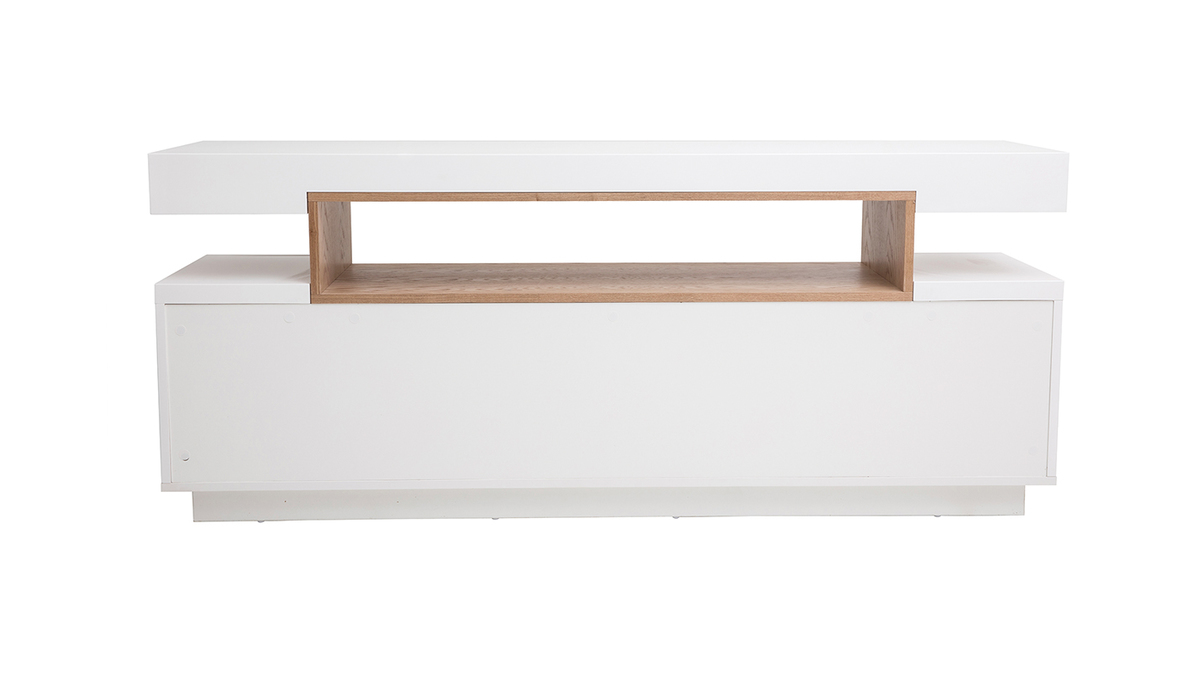 Buffet design blanc mat et niche en bois 4 portes LIVO