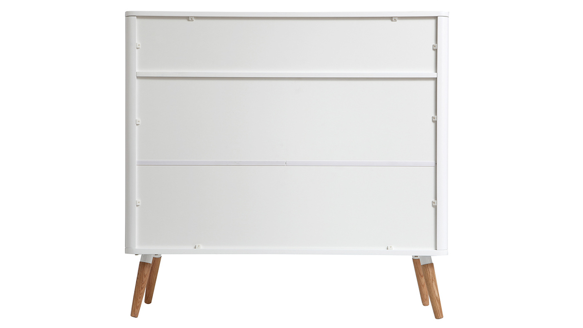 Buffet design scandinave blanc et bois 2 portes L105 cm TOTEM