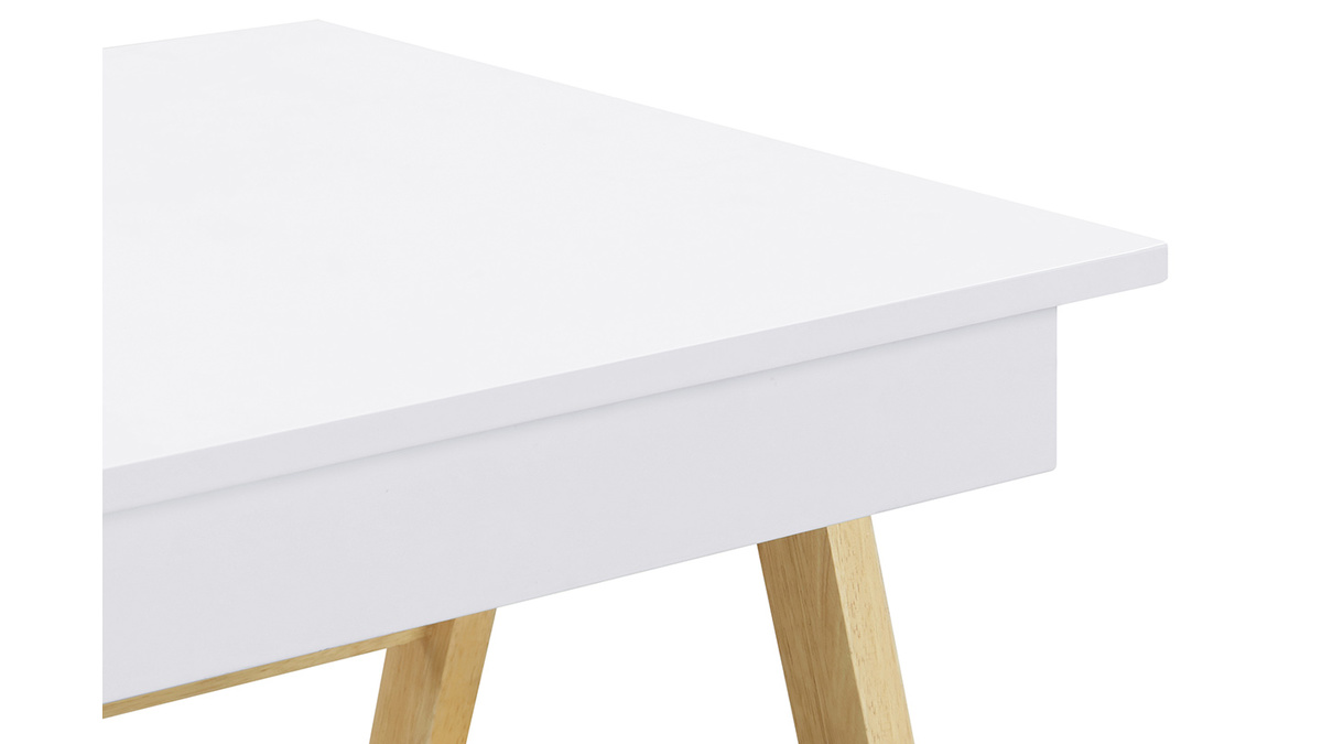 Bureau avec rangements 2 tiroirs scandinave blanc et bois clair chne L120 cm BROOK
