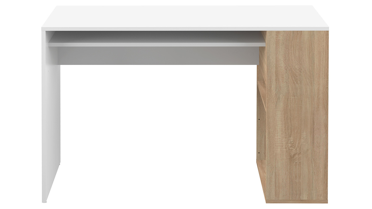 Bureau design blanc et bois clair L114 cm ROUSSO