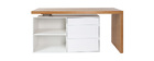 Bureau design modulable blanc brillant et frêne NEW MAX