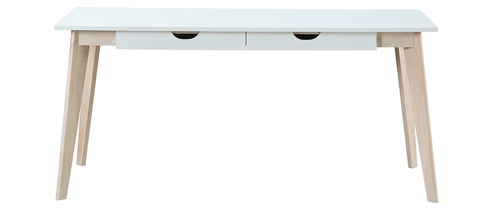 Bureau scandinave avec tiroirs bois blanc L160 LEENA