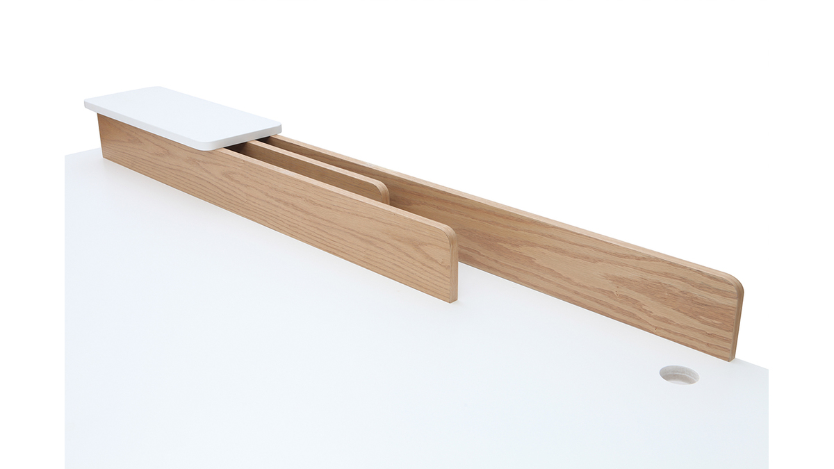 Bureau scandinave bois clair chne et blanc L180 cm TOGARY