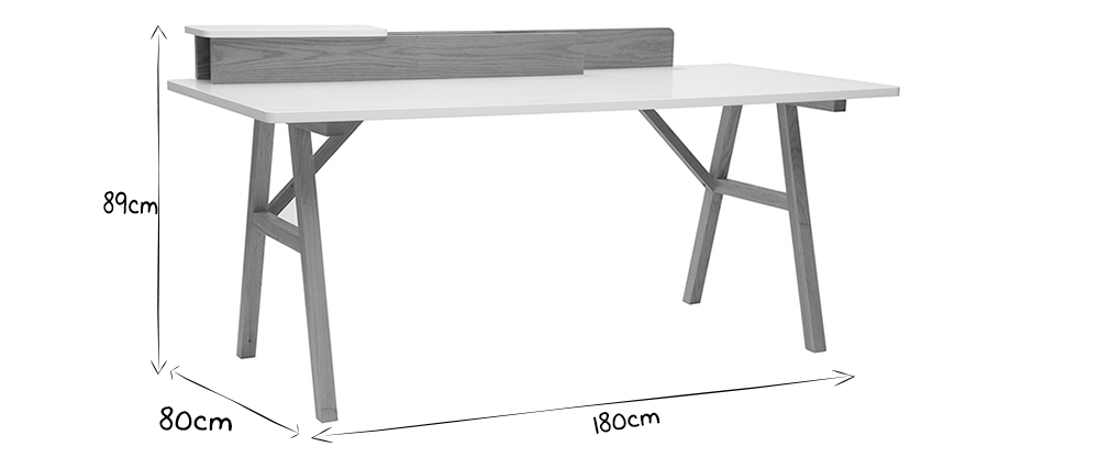 Bureau scandinave bois et blanc L180 cm TOGARY