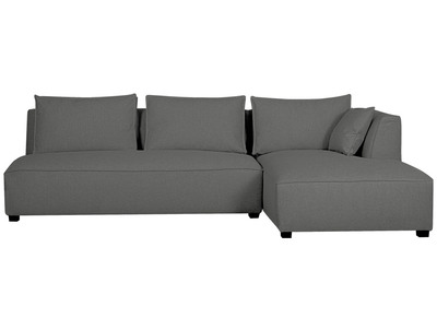 Canapé d'angle droit moderne modulable avec chauffeuse double gris anthracite PLURIEL