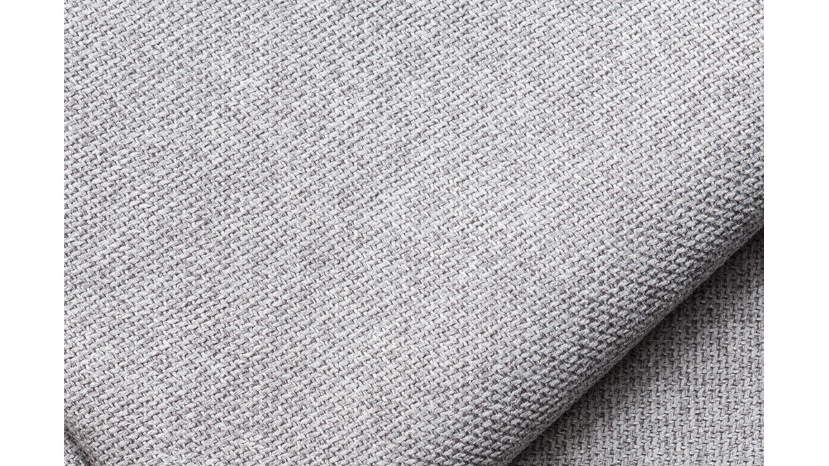 Canap d'angle droit modulable avec chauffeuse double en tissu gris clair PLURIEL
