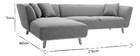 Canapé d'angle gauche 5 places gris clair STUART
