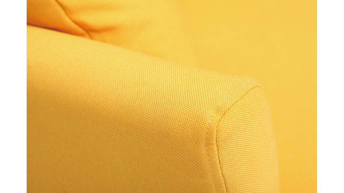 Canap scandinave dhoussable 3 places en tissu jaune et bois clair OSLO