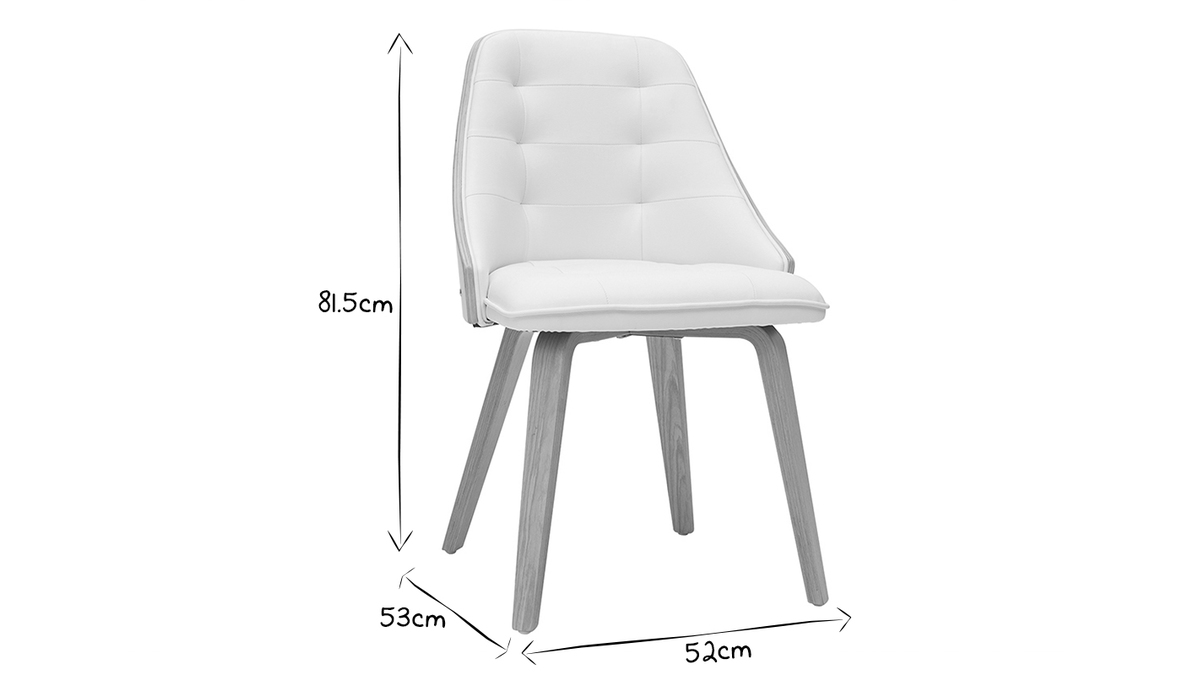 Chaise design blanc et bois clair FLUFFY