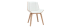 Chaise design blanc et bois clair MELKIOR