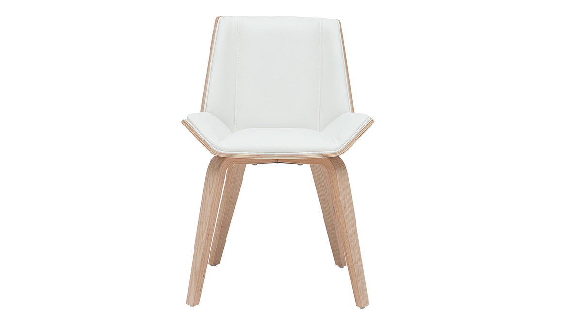 Chaise design blanc et bois clair MELKIOR