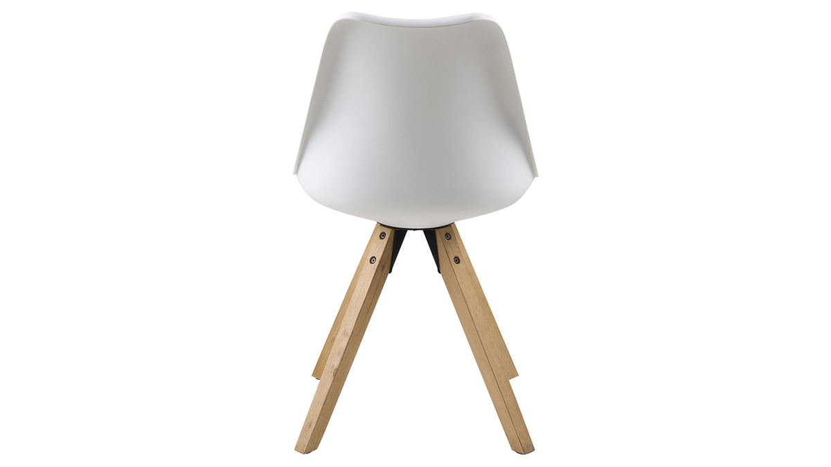 Chaise design blanc et pieds bois clair lot de 2 NADJA