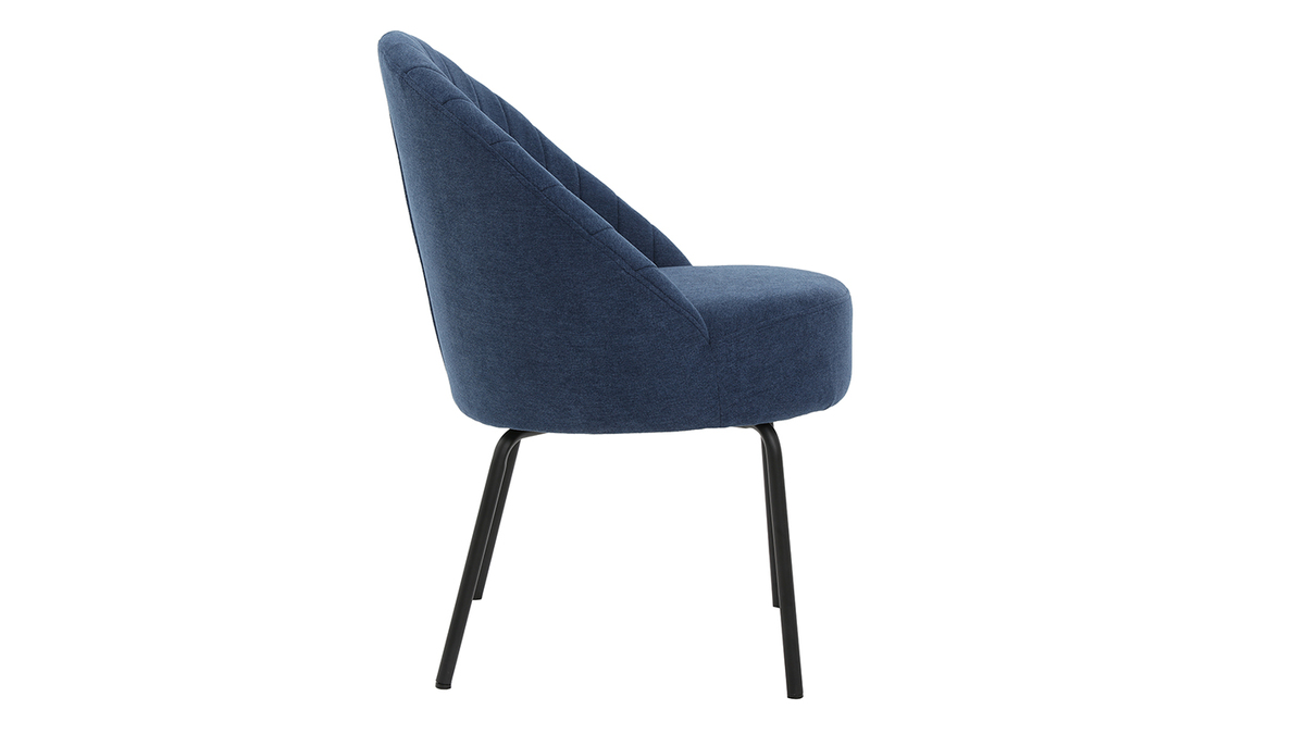 Chaise design effet velours bleu et mtal noir IZAAC