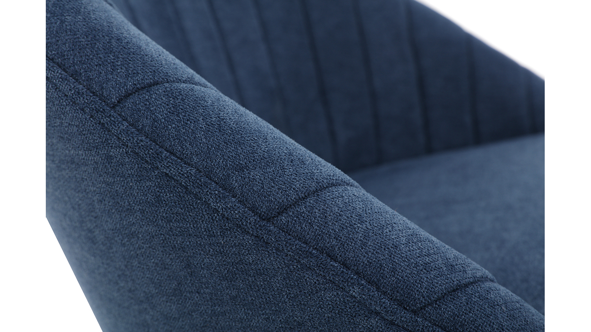 Chaise design effet velours bleu et mtal noir IZAAC