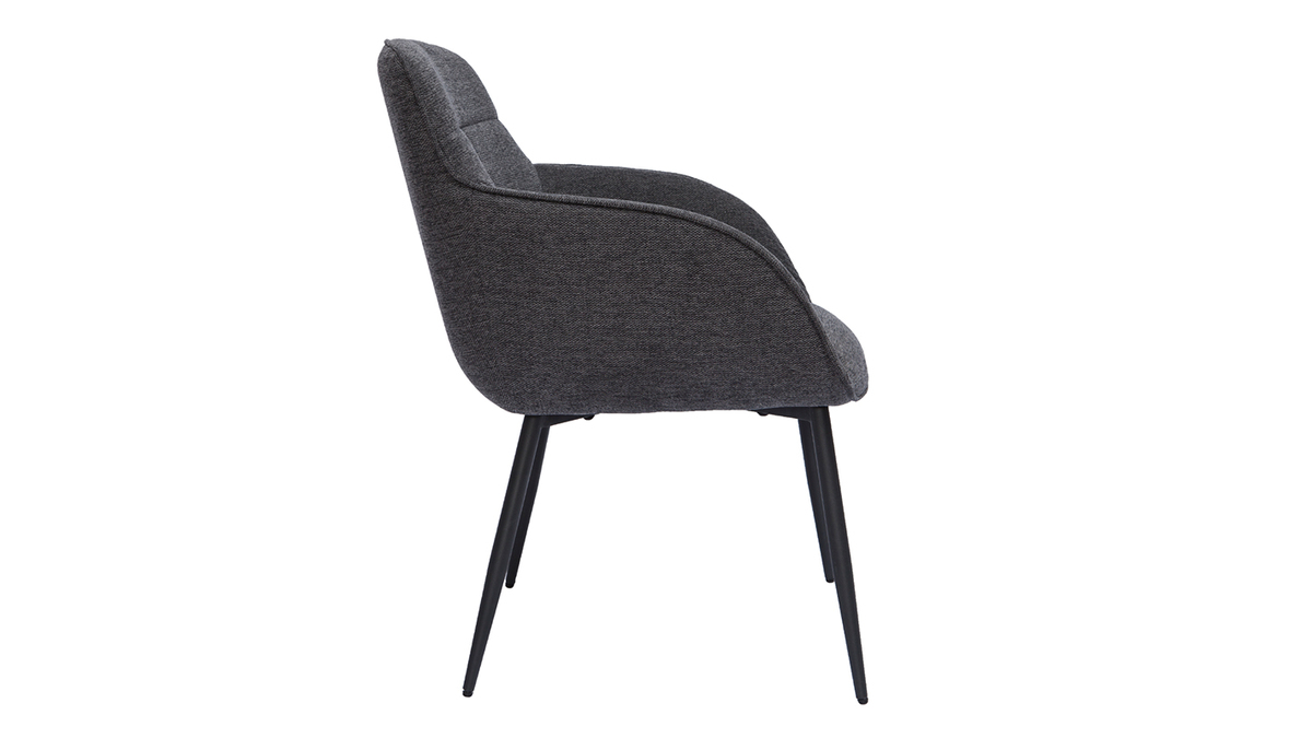 Chaise design en tissu effet velours textur gris fonc et mtal noir FRIDA