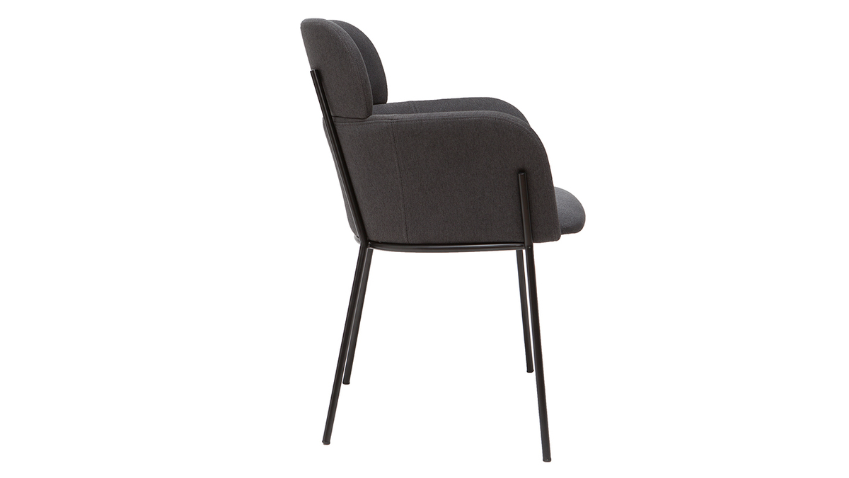 Chaise design en tissu gris et mtal noir TULUM