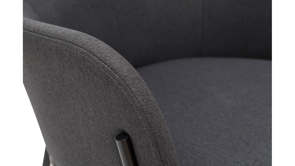 Chaise design en tissu gris et mtal noir TULUM