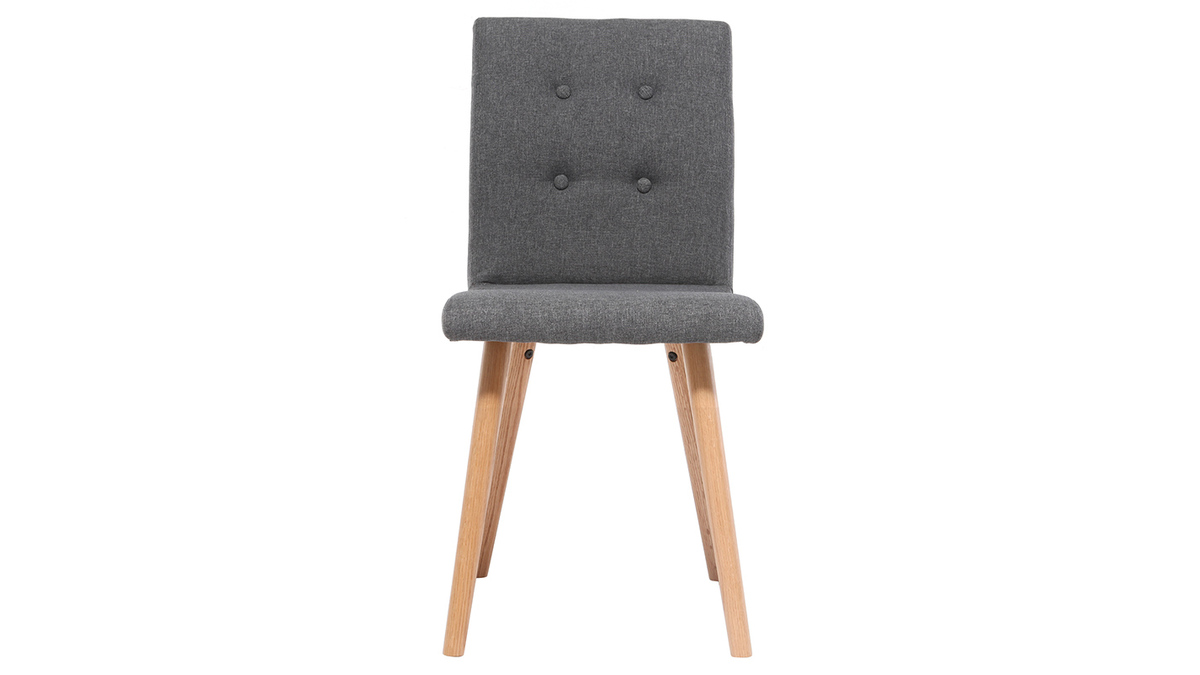 Chaise design en tissu gris fonc et bois clair massif (lot de 2) HORTA