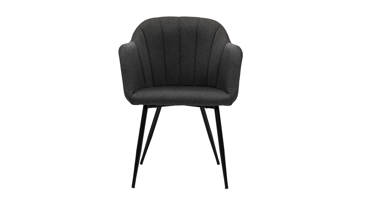 Chaise design en tissu gris fonc et mtal noir MILLY