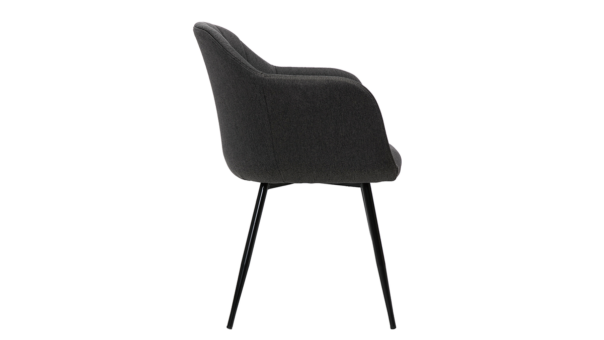 Chaise design en tissu gris fonc et mtal noir MILLY